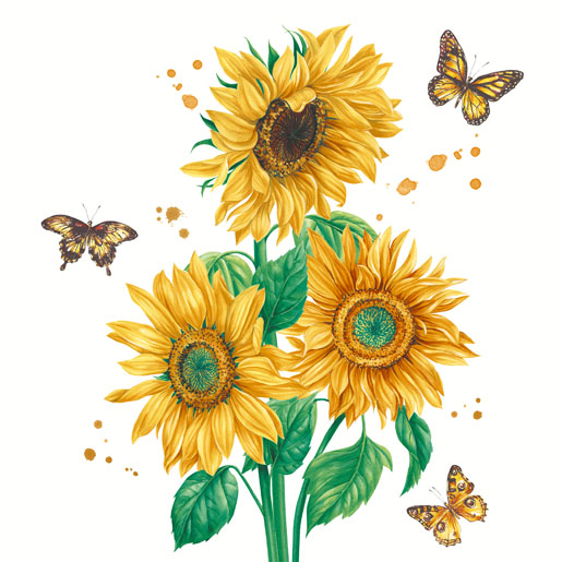 Șervețele 3-ply 33X33cm Sunshine Bloom, 20buc