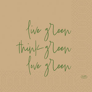 Șervețele 3-ply 33X33cm Love green, 50buc