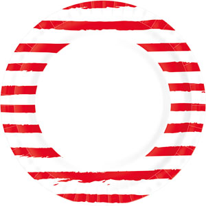 Farfurii din hartie 22CM Dream red stripes, 10buc