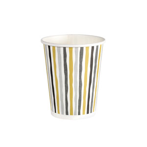 Pahare din hartie 24CL Stripes Black&Gold, 10buc